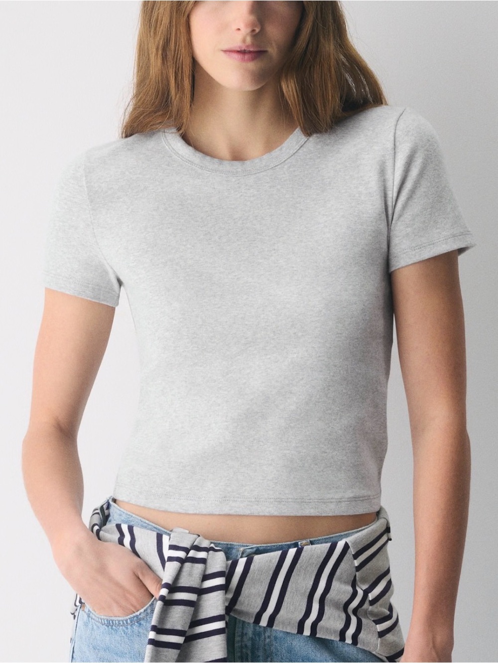 Sunday Best Light Gray Cropped Crewneck Tee